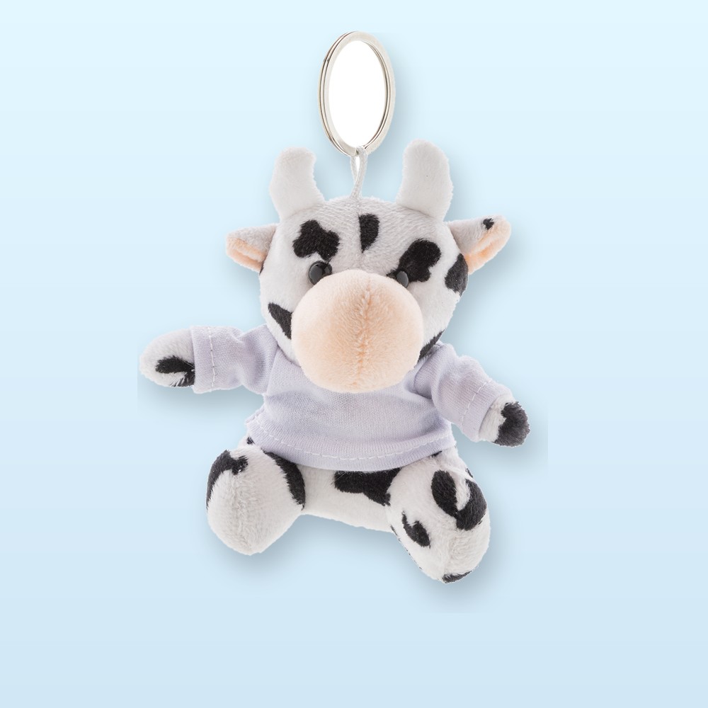 Portachiavi con mucca in peluche